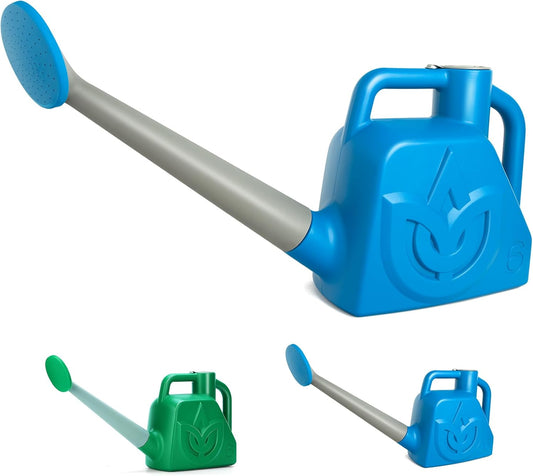 XXXFLOWER 1.5 Gallon Blue Watering Can Outdoor Garden Flower Plant, Lightweight 6 L Water Cans with Detachable Nozzle Watering Pot for Office House Garden