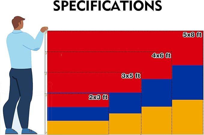 Armenia Flag 4x6FT Armenian National Polyester Flag With 2 Grommets For Patriotic Armenian Themed Festival Events Party Decoration(Armenia, 4x6FT)