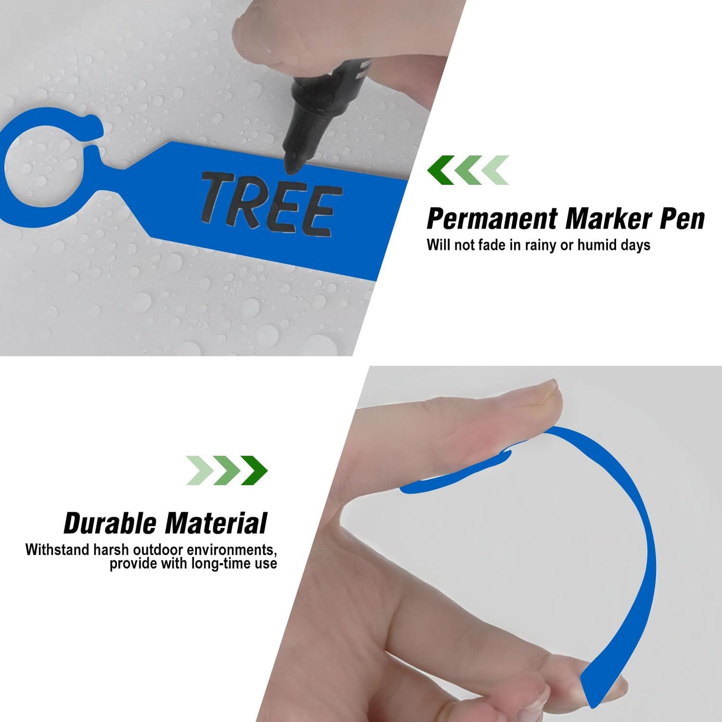 Plant Labels Yuanling 100Pcs Plastic Waterproof Plant Tree Tags Nursery Garden Markers for Indoor Outdoor Gardening Plants Vegetables Flowers Potted (Dark Blue Color with 1 Marker Pen)