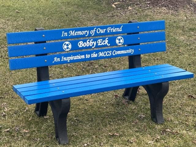 Memorial Park Bench with Color Filled epoxy Letters~Recycled Plastic~50 Year Plus Life