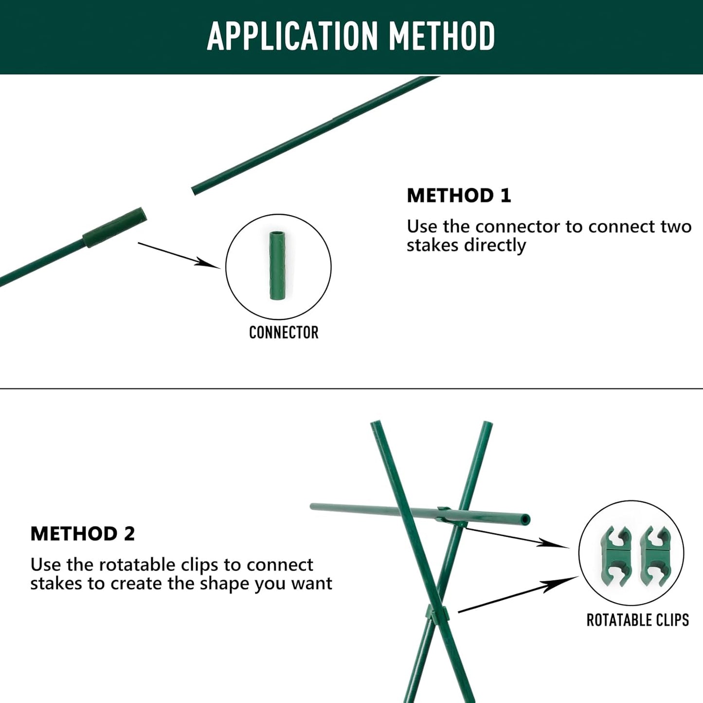 MAXPACE 62pcs Garden Stakes Kit: Includes 20 Sets of Fiberglass Plant Sticks Supports & Accessories for DIY 4ft, 5ft, 6ft, 7ft Stakes for Tomato, Vegetables, Indoor & Outdoor Gardening Supplies