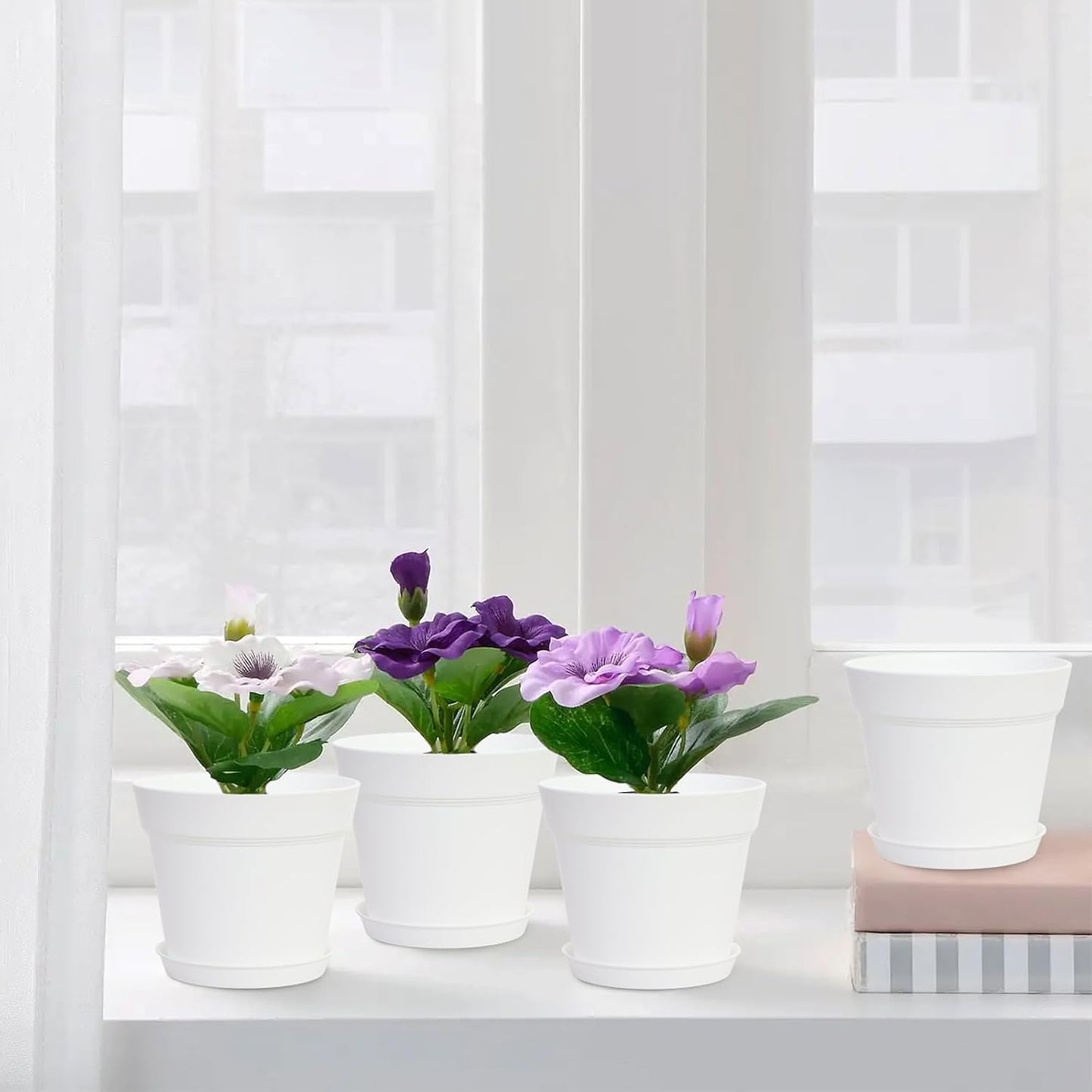 GARDIFE 20 Pack 4 inch Plant pots, planters for Indoor Plants, Flower pots, White