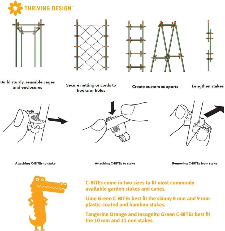 Plant Support Clips | Tomato Cage Connectors for Trellis, Garden Stakes, Wire Fence, Climbing Plants, Vine, Gardening, Indoor Plants & Hydroponics Growing (Incognito Green - 26 Pack)