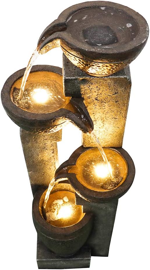 40''H 4-Tier Outdoor Garden Water Fountain Decor, Resin Fountain for Garden, Floor Patio, Deck, Porch, Backyard and Home Art Decor (40inch)