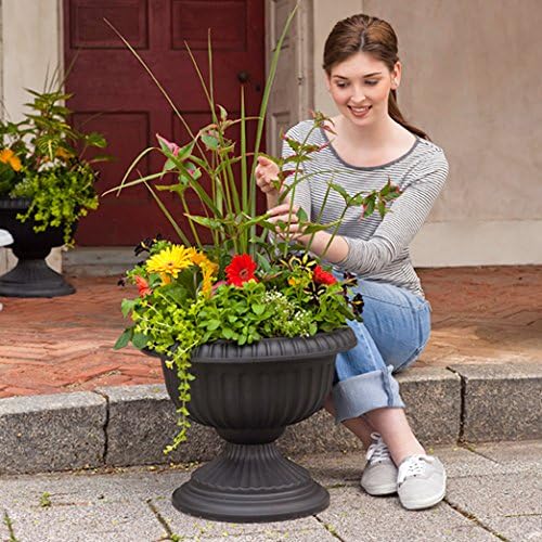 Root & Vessel, 39188.03, Grecian Urn Planter, 18-Inch, Black
