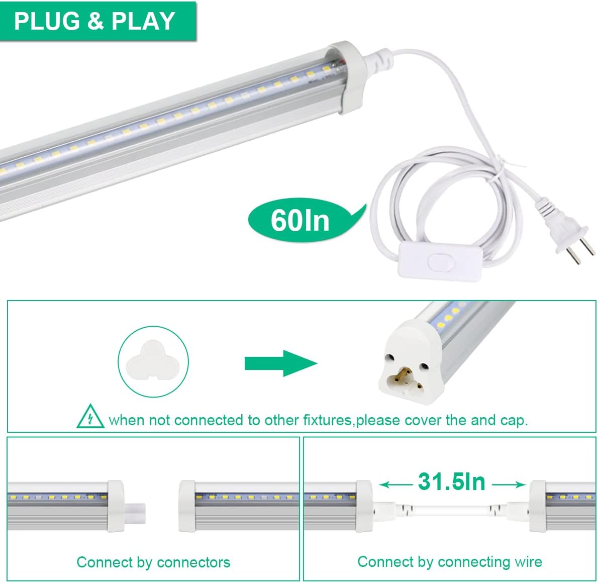 T5 Grow Lights 5000K Full Spectrum,1.4FT (2pcs x 10 Watts) Plant Growing Lamp,End-to-End Connectable Led Light Strips for Indoor Plants Succulents Flowers Growing