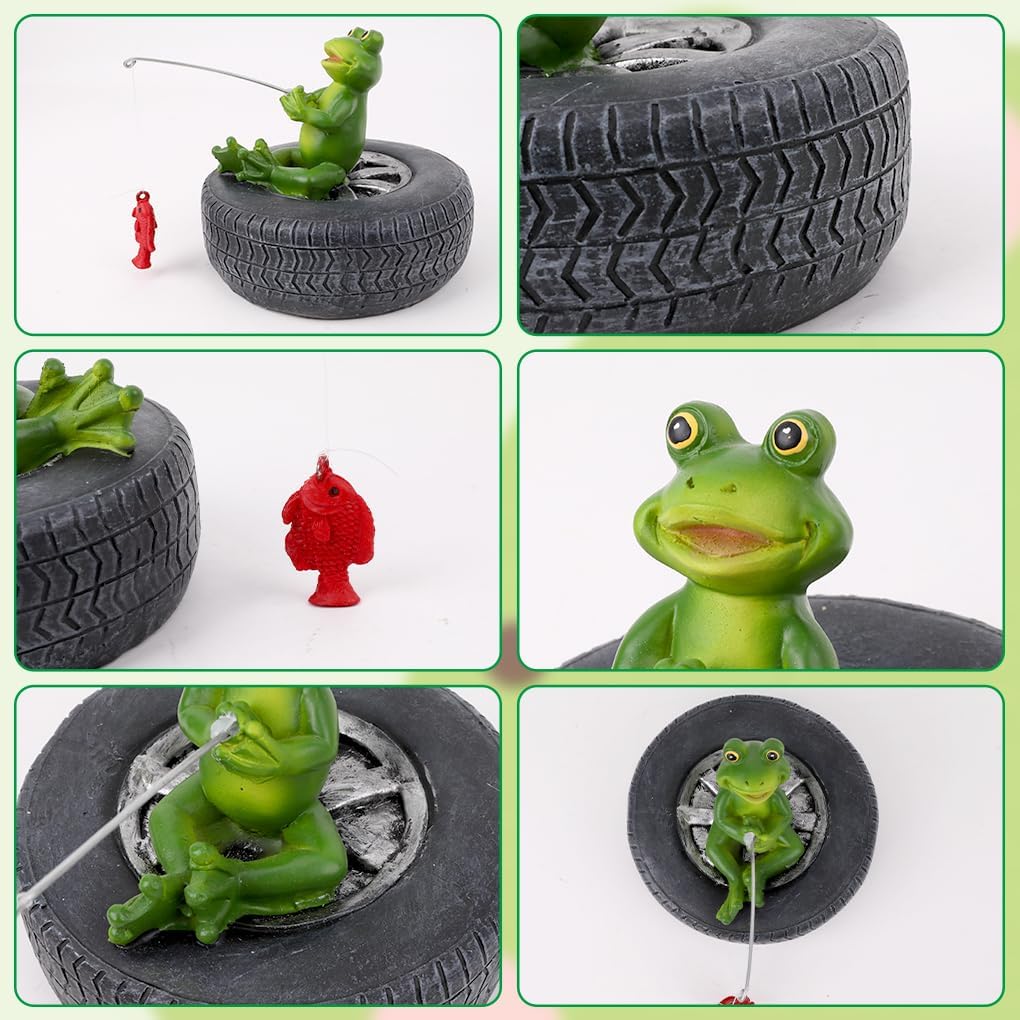 Floating Resin Frog Figurine Pond Decor Statue Outdoor Accessories Float Frog Funny Craft Animal for Garden, Park, Pool