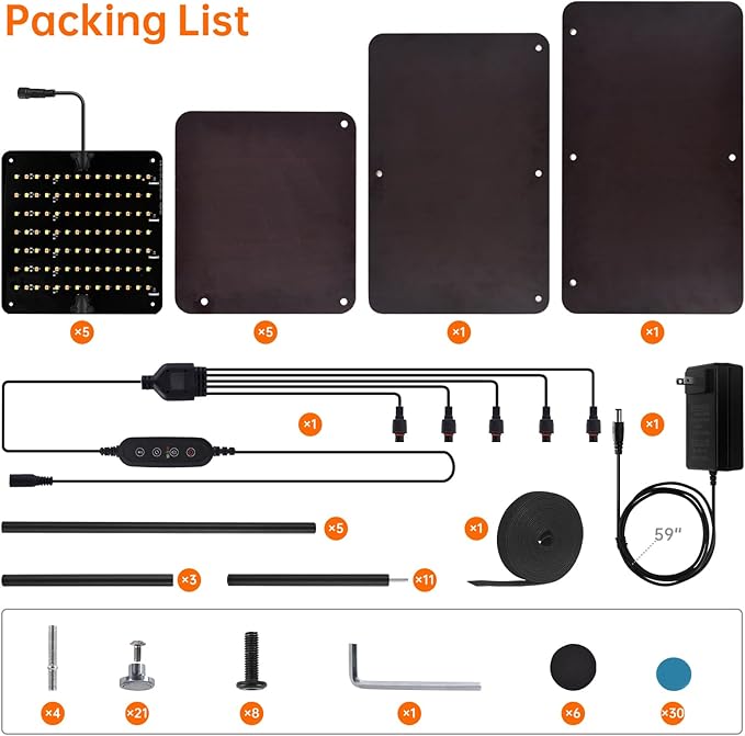 Indoor Plant Stand with Grow Lights , 7 Tier Corner Wooden Tall Grow Light Stand for Indoor Plants , Full Spectrum Dimmable 50W(5x10W) LED Grow Light Panel with Timer for Garden , Living Room