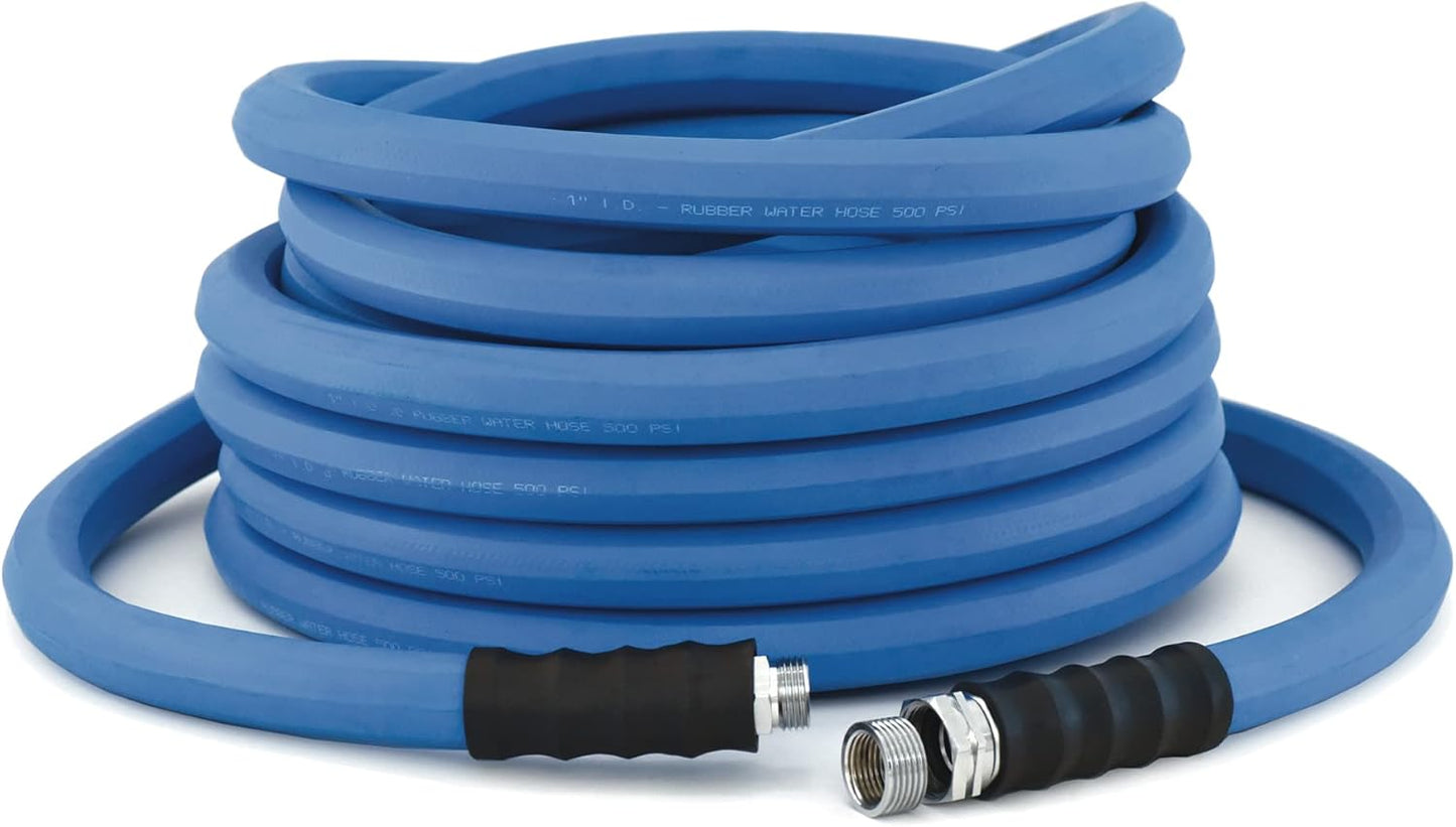 BluSeal Hot/Cold Water Rubber Garden Hose, 100% Rubber, Ultra-Light, Super Strong, 500 PSI, 50F to 190F Degrees, High Strength Polyester Braided (3/4" x 15')