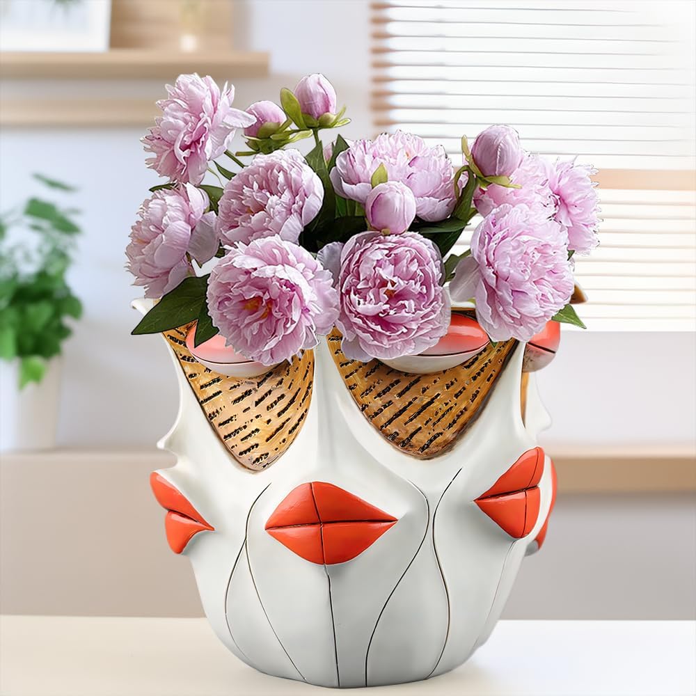 New Picassos Abstract Beauty Face Flower Pot, Colorful Abstract Head Plant Pots, Interesting Decorative Flower Resin Flower Pot, Unique Flower Pots for Home Art Decoration (A1)