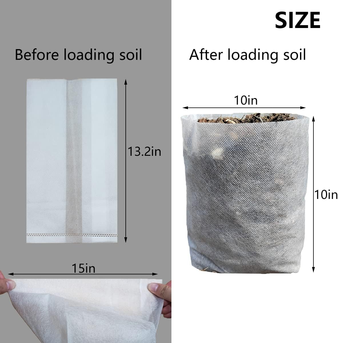 Belit Large Non-Woven Plant Nursery Bags, 25 Pcs Grow Bags Seedling Pots Container for Tree,Vegetable, Flower, Plant Grow (13.2"x15")
