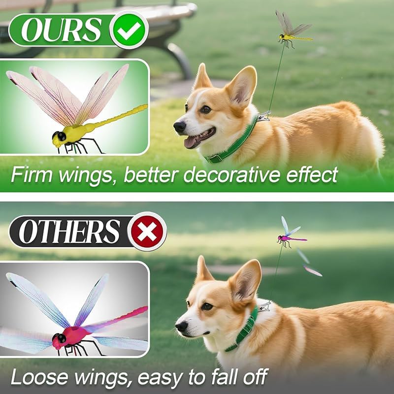 Indoor & Outdoor Fake Dragonfly Rod Clip, Dragonfly Clip Bug, 3D Artificial Dragonfly Hat Clips, Simulated Patio Decor Gardening, Multicolor Waterproof, Easy Attachment (8 Pcs)