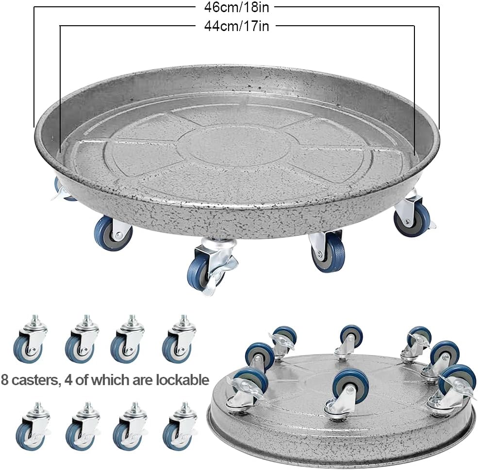 Plant Caddy with Wheels, Heavy Duty Plant Stand with Universal Wheels (18 inch, Silver)