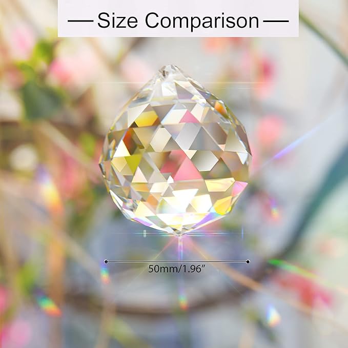 MerryNine 6 Pcs Clear Crystal Ball Prism Sun Shine Catcher Rainbow Pendants Maker, Hanging Crystals Prisms for Windows, for Feng Shui, for Gift (1.96"/50mm 6Pack)