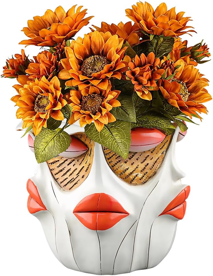 New Picassos Abstract Beauty Face Flower Pot, Colorful Abstract Head Plant Pots, Interesting Decorative Flower Resin Flower Pot, Unique Flower Pots for Home Art Decoration (A1)