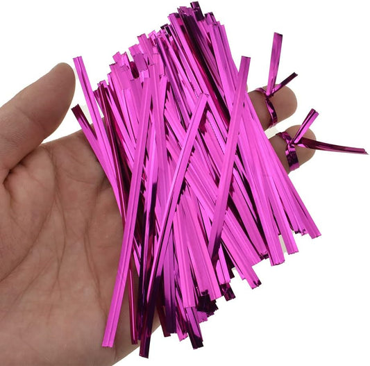 HAHIYO 300Pcs 4 inches Rose Red Metal Twist Ties Bread Candy Coffee Bag Ties Plant Garden Twist Ties for Cellophane Treat Bags Gift Wraping Bags Plastic Bags Halloween Party Cake Present Art Crafts