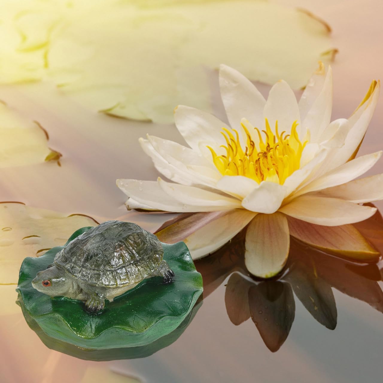 Mikikit Realistic Floating Turtle Statue Pond Decorations Garden Pond Accessory Resin Craft Ornament