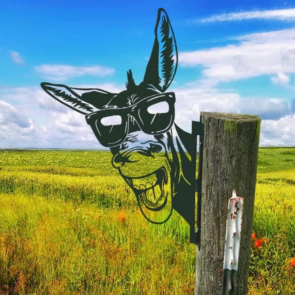 Peeping Donkey Metal Art Farm Garden Decor Garden Fence Decoration Outdoor Decoration for Farmhouse,Yard,Lawn