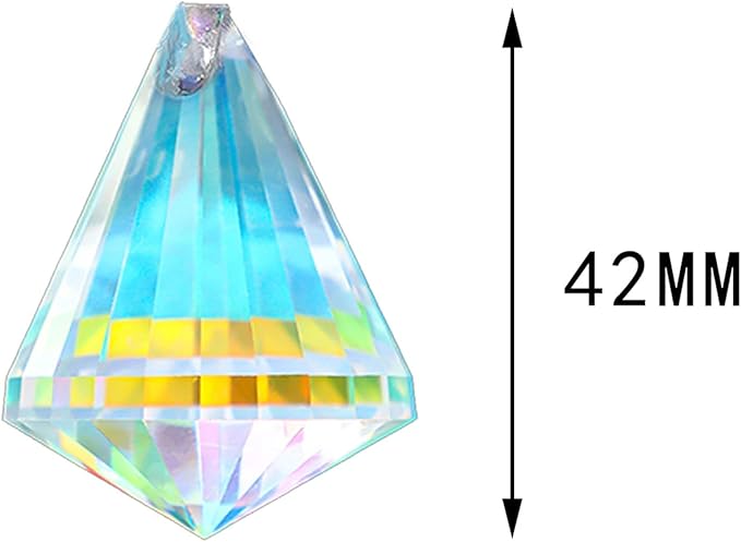 HDCRYSTALGIFTS 12pcs 38mm Crystal Faceted Prisms Suncatchers for Window Hanging AB Colored Crystals Diamond Prisms Sun Catchers Home Garden Christmas Ornament