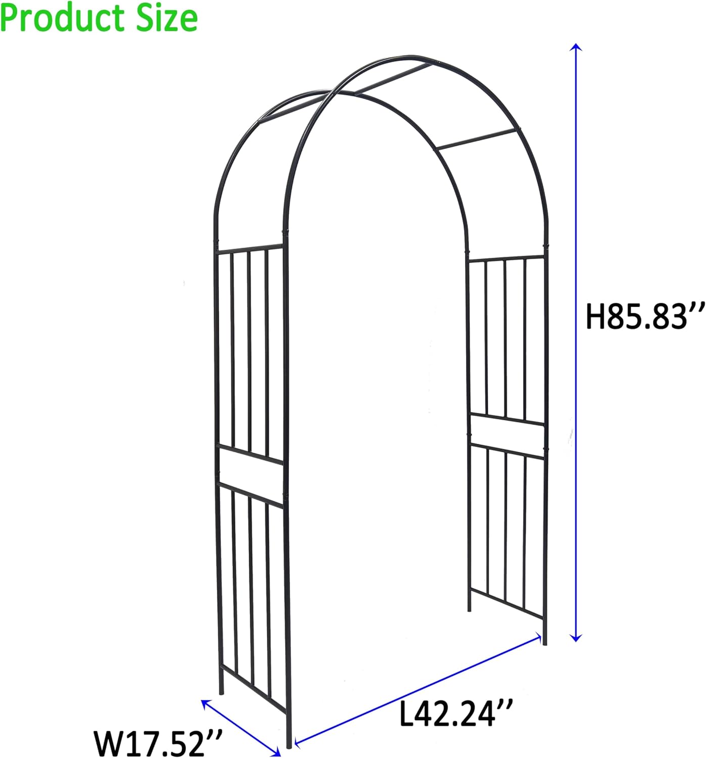 Metal Garden Arch 85.82" H Garden Arbor Trellis Climbing Plants Support Rose Lines Arch Outdoor Lawn Wedding Party Events Archway Black