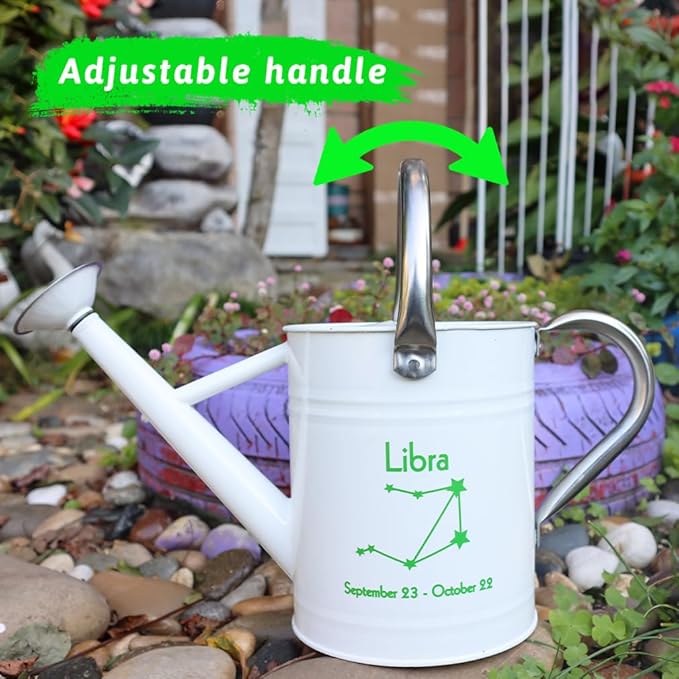 Metal Watering Can for Outdoor and Indoor Plants, Watering Can Decor, 1 Gallon (Libra)