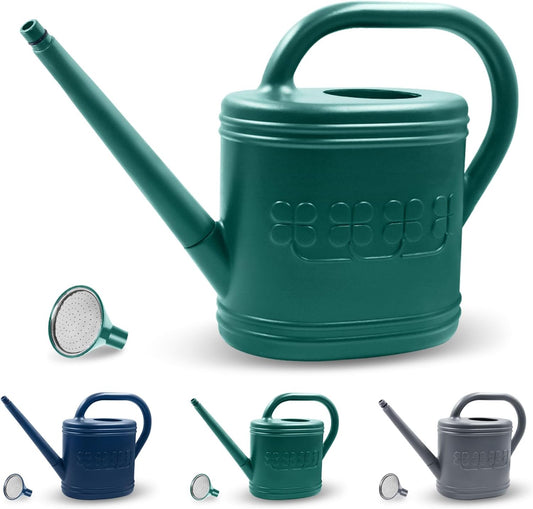 2 Gallon Watering Can, Outdoor Watering Can for Plants, Garden Water Can with Removable Long Spout and Stainless Steel Sprinkler Head, Large Water Can for Greenhouse (Dark Green, 2 Gallon)