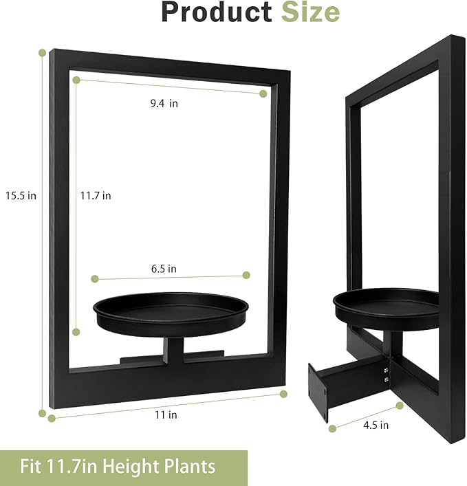 Picture Frame Plant Holder, Window Planter Hanger Shelves,Wall Mount Plants shelf Indoor Outdoor, Metal Hanging Planters Stand Decor,Modern Floating Ornament Rack Art for Home & Garden (Black 3pc)