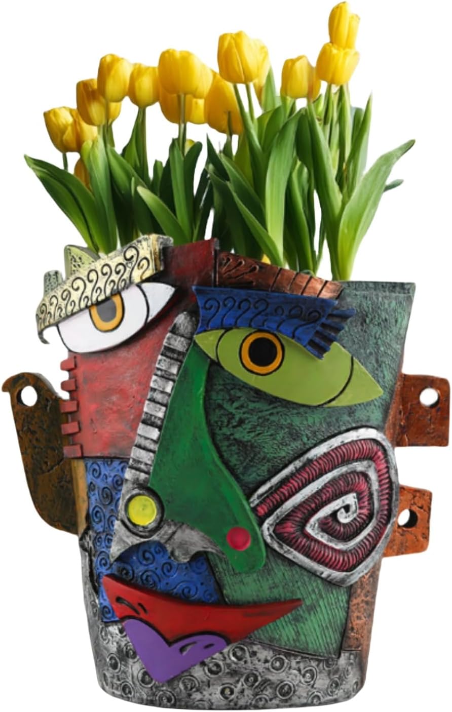 New Picassos Abstract Beauty Face Flower Pot, Colorful Abstract Head Plant Pots, Interesting Decorative Flower Resin Flower Pot, Unique Flower Pots for Home Art Decoration (multicolor-A02)