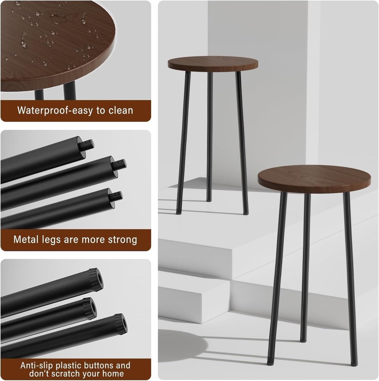 Plant Stand Indoor Outdoor: 2 Pack Indoor Plant Stand 20'' Convertible Multi-purpose Holder - Mid Century Modern Decor - Tall Plant Table for Living Room/Balcony/Garden/Patio, Walnut