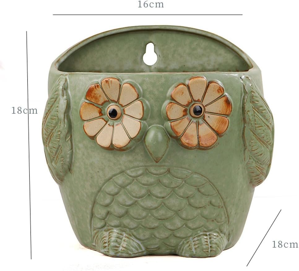 7Inch Ceramic Owl Wall Planter Hanging Planter Flower Planter Succulent Pot Indoor Outdoor Planter Garden Pots Large Ideal Gifts for Women, Mom or Birthdays