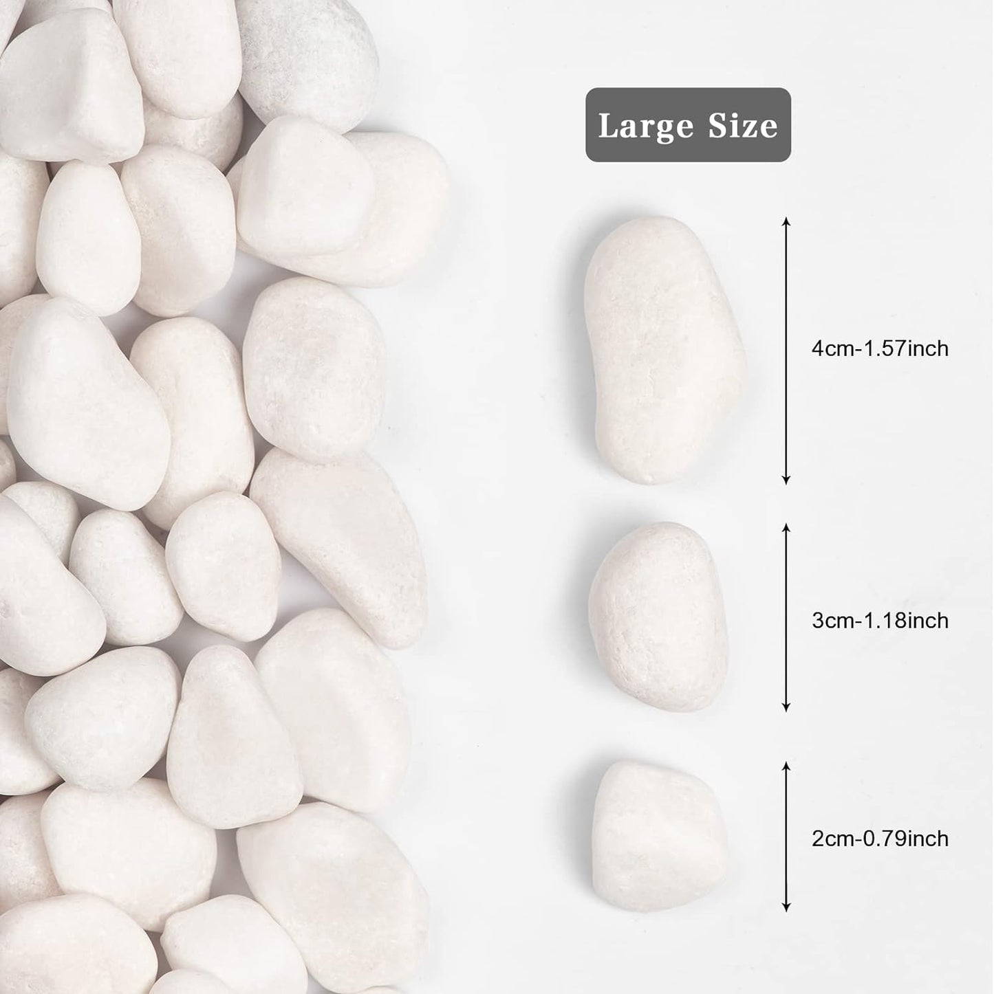 5lbs White Natural River Rocks, Polished Pebbles for Plants Garden, 1-2 inch Decorative White Stones, Ideal for Fish Tank, Vases, Crafting, Home Decor and Garden Landscaping Rocks,White