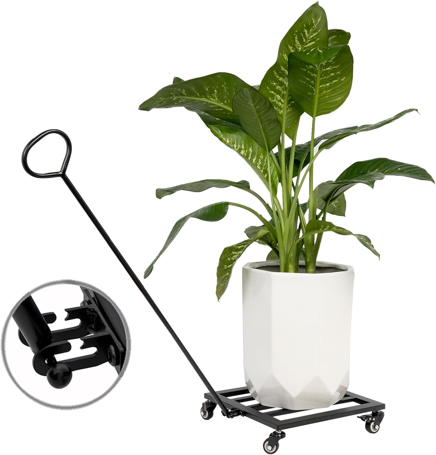 Heavy Duty Plant Caddy with Wheels 12Inch - 200lb Weight Capacity - Steel Rolling Plant Stand for Indoor and Outdoor Use - Lockable Wheels - Black