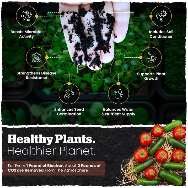 Wakefield Premium Biochar Blend – Organic Potting Soil for Vegetables, Tomatoes & Gardens – Potting Mix Enriched with Humic Acid & CarbonBoost – Versatile Top Soil for Indoor & Outdoor Plants-4quarts