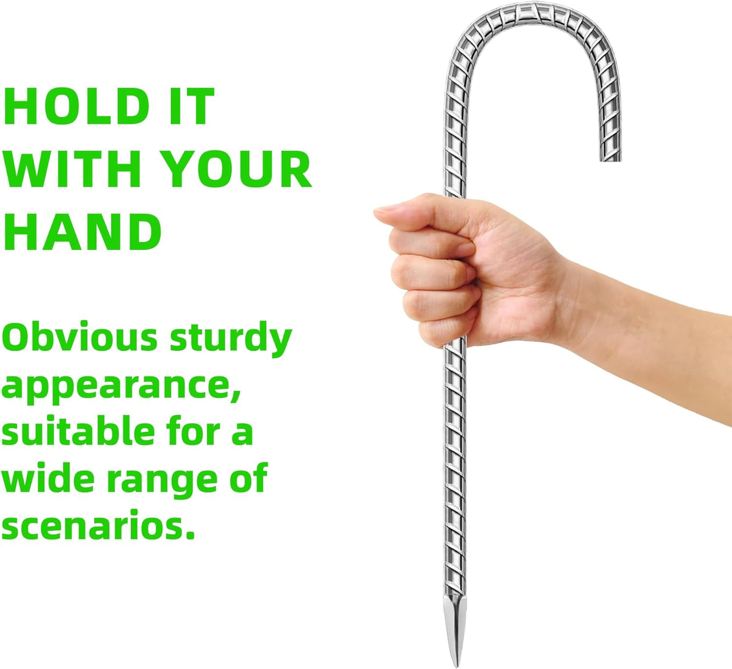 18 Pack Ground Garden Rebar Stakes Rebar 12 Inch Anti-Rust Galvanized Steel J Shape Hook Heavy Duty Ground Anchors for Tents, Position Kits,Fences, and Trampolines Landscape Fabric