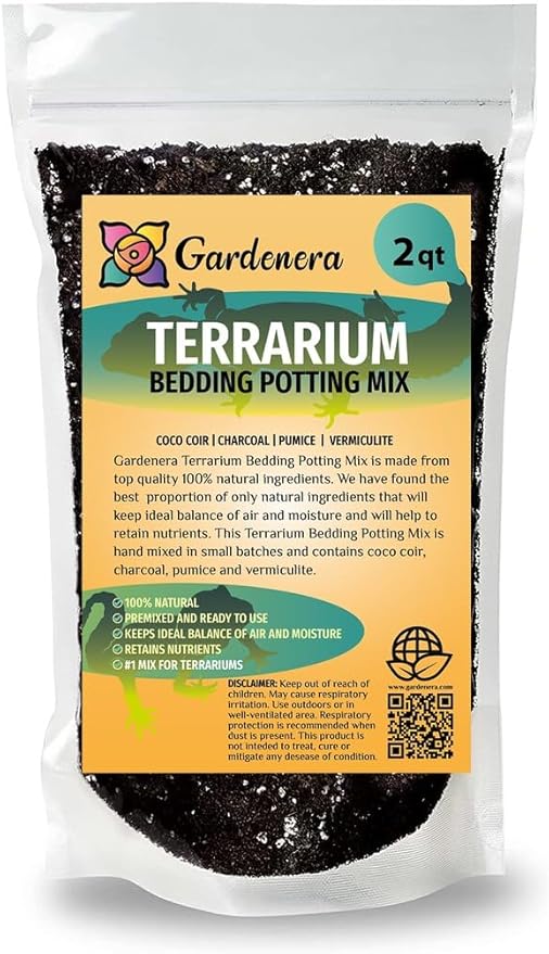 Create Your Perfect Terrarium with Gardenera Terrarium Bedding - Expertly Crafted for Optimal Plant Health - 2 QUARTS