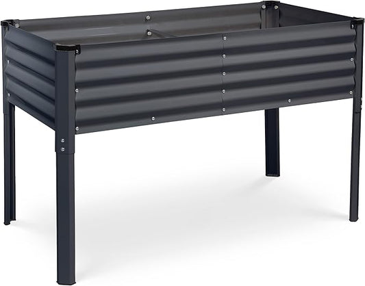 Galvanized Raised Garden Beds Outdoor with Legs // 48×24×31in Elevated Planter Box for Vegetables, Flowers (Gray) // Large Metal Garden Bed for Backyard Patio Gardening