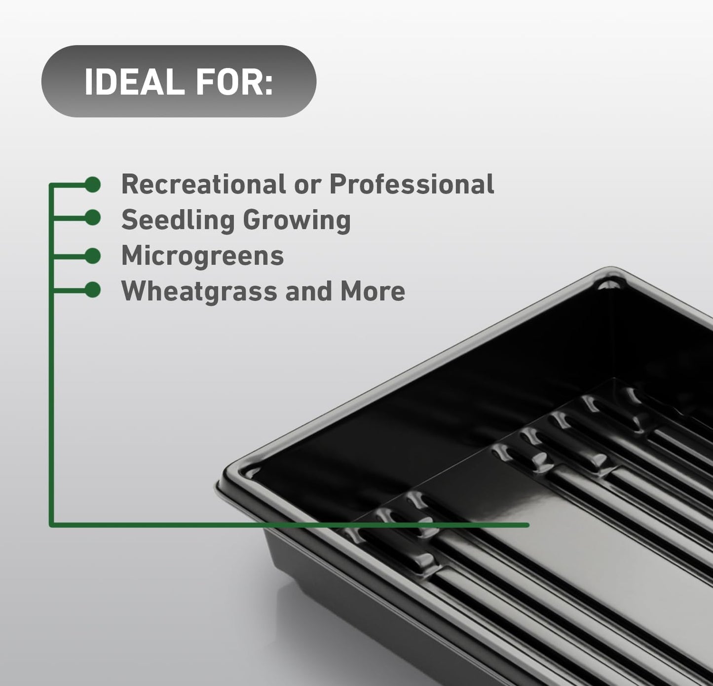 10x20 Inch Black Plastic 5 Pack Plant Propagation Tray – Growing Trays for Garden, Planting, Seedling, Soil & Hydroponic Horticulture - Microgreen Trays Grow Plants - No Drain Holes
