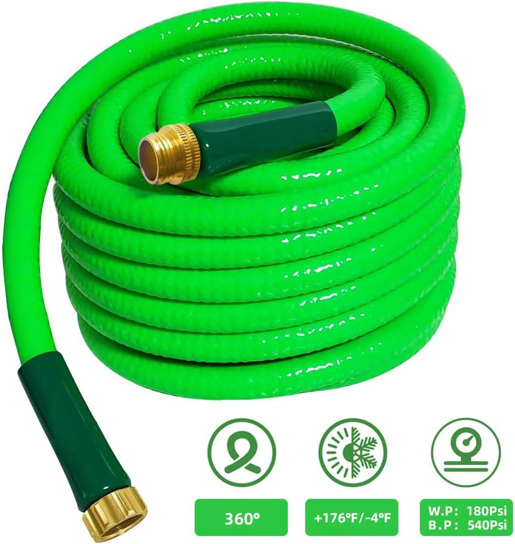 Garden Hose 50 ft Heavy Duty Water Hose 5/8,180 PSI Kink Resistant,Heavy Duty, Lightweight, Flexible Hose for Plants,Lawn & Garden Watering Equipment, 3/4 Solid Fittings (50ft)