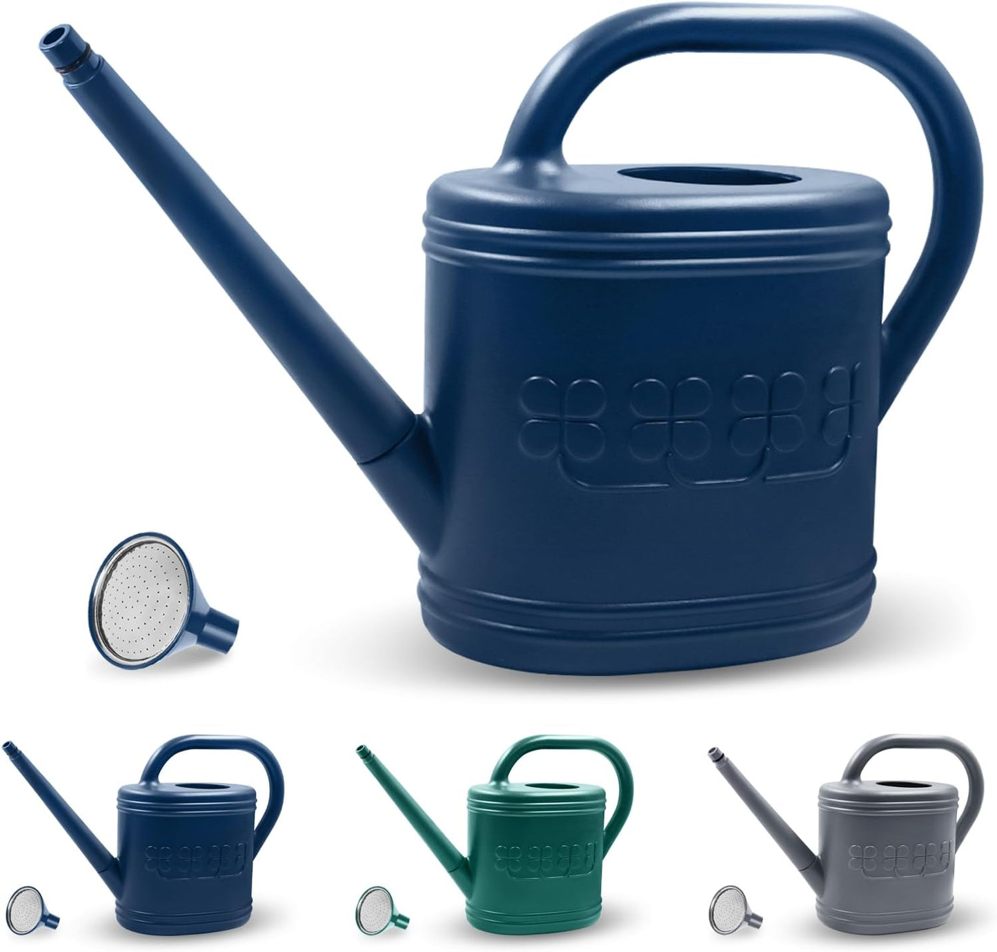 2 Gallon Watering Can, Outdoor Watering Can for Plants, Garden Water Can with Removable Long Spout and Stainless Steel Sprinkler Head, Large Water Can for Greenhouse (Dark Blue, 2 Gallon)