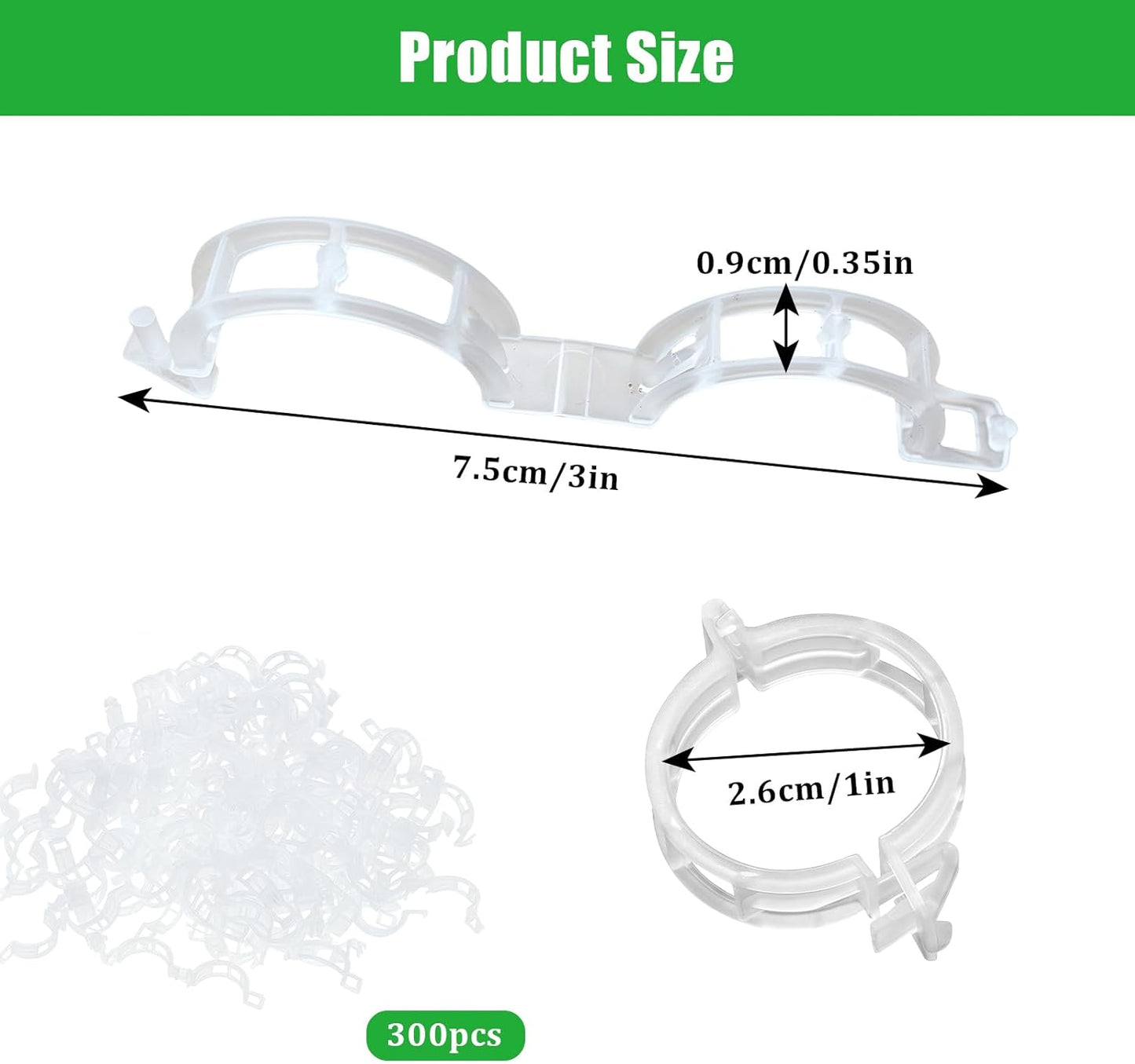 300 PCS White Plant Fixing Clips,Plant Support Clips, Tomato Clips, Plastic Trellis Clips,Garden Clip for Fixing Stem and Vine