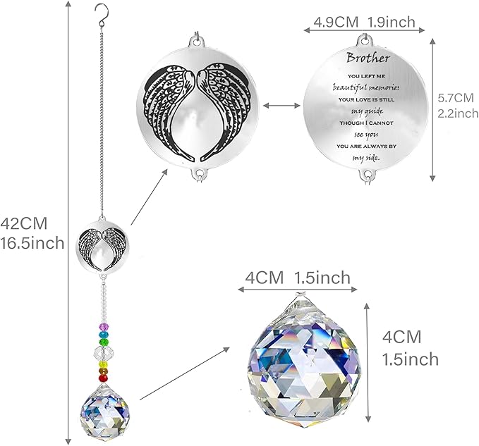 Memorial Gifts Crystal Suncatcher,Unique Sympathy Gifts for Loss of Loved One,Rainbow Maker Bereavement Gifts Box for Loss of Father Mom Dad Son Daughter Husband Brother Grandmother (Brother)