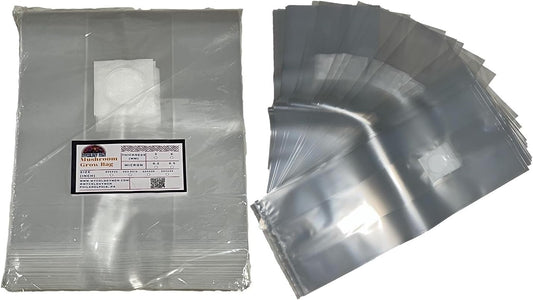 Premium 8x5x20 inch Mushroom Grow Bags 50-Pack, 0.2 Micron 3mm Thick, Indoor, Transparent