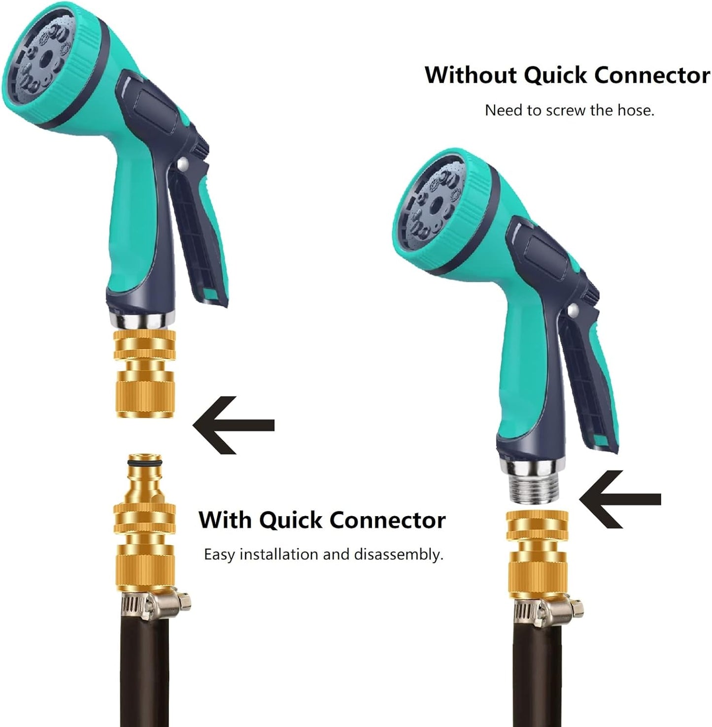 Garden Hose Quick Connector, No-Leak 3/4 Inch GHT Thread Fitting Water Hose Female Adapter and Male Adapter, Heavy-Duty Rust Resistant Brass Water Pipe Connect, Easy to Use (14 Pack ）