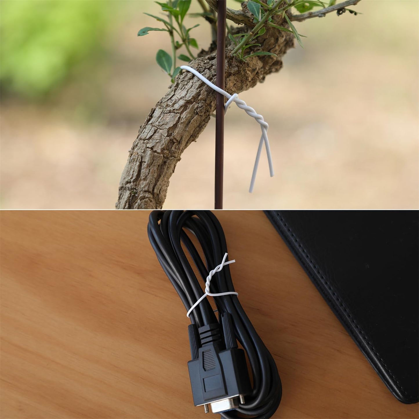 200 Pcs 6 inch Garden Twist Tie, Round Plastic Twist Ties for Plants, Vines and Wrapping Cords or Christmas Tree Gardening Plants Growth and Care, Office Home Cable Organization (White)