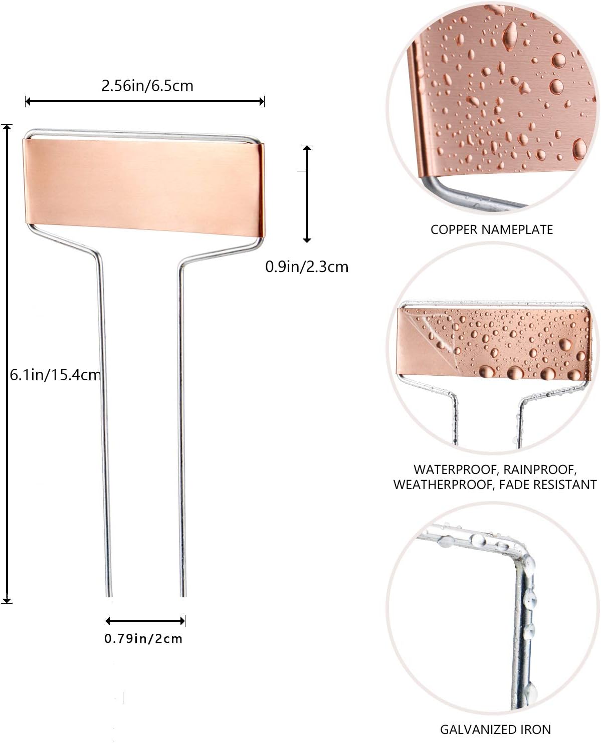 25PCS Copper Metal Plant Tags Plant Labels with 50Pcs Labels, Rainproof PET Film & Permanent Pen, 6.1 inch Weatherproof Banner Garden Markers, Marking Protection Seedling Signs Nursery Tags