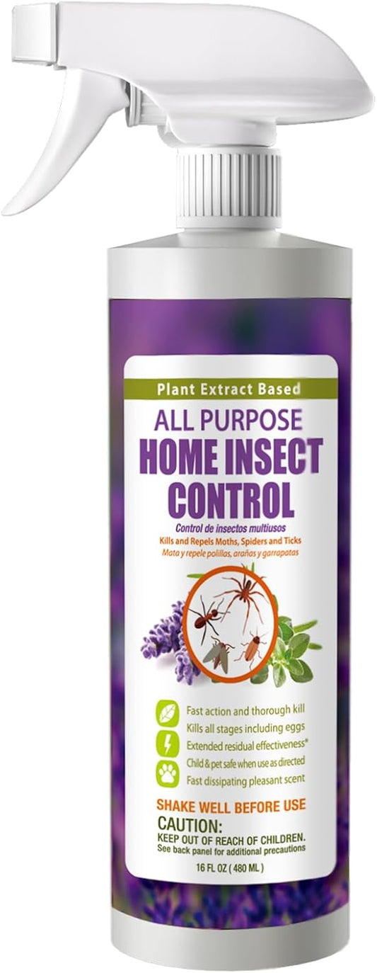 EcoVenger by EcoRaider All Purpose Insect Control 16 oz, Fleas, Fruit Flies, Gnats, Moths, Roaches, Spiders, Fast Kill, Lasting Prevention, Kill Eggs, Plant Extract Based & Non-Toxic, Child & Pet Safe