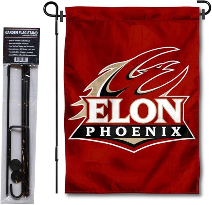 College Flags & Banners Co. Elon Phoenix Garden Flag with Stand Holder