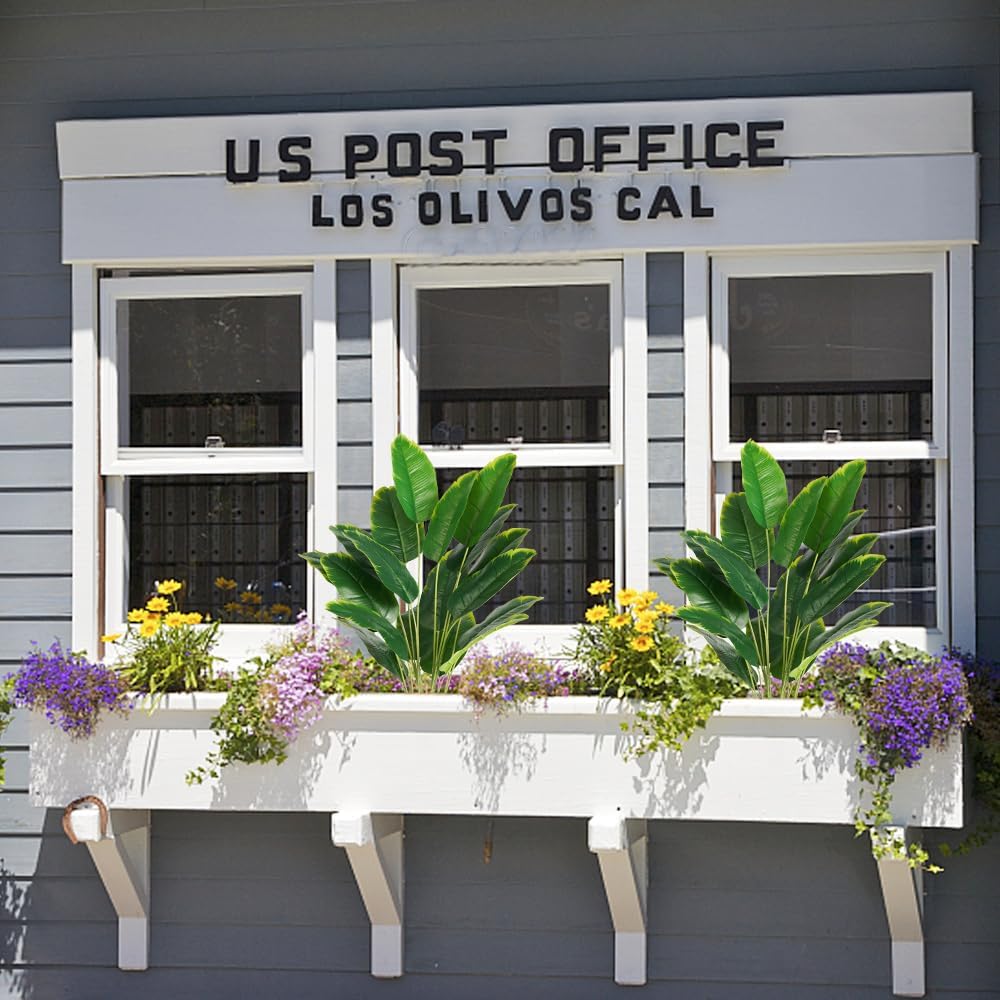 Melorca&Guilla Artificial Plants 2PCS 30“Artificial Bird of Paradise Plants,Faux Banana Tree,Fake Plants Tropical Greenery Shrubs Bushes for Garden Porch Window Box Shop Office Home Décor