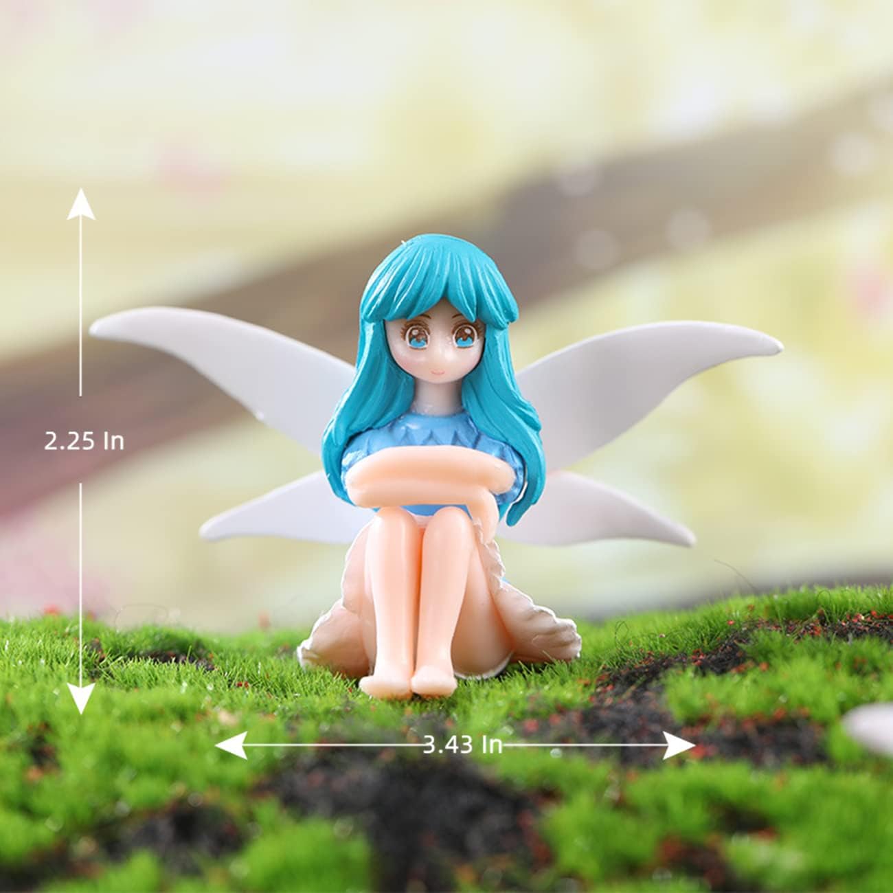 LONCESS Miniature Fairy Accessories - Small Fairy Figurines, Flower Pot, Garden Wands, Home Decoration, Birthday Cake Topper, Girl Fly Wing Figurines for Car Decor, 4 Pieces