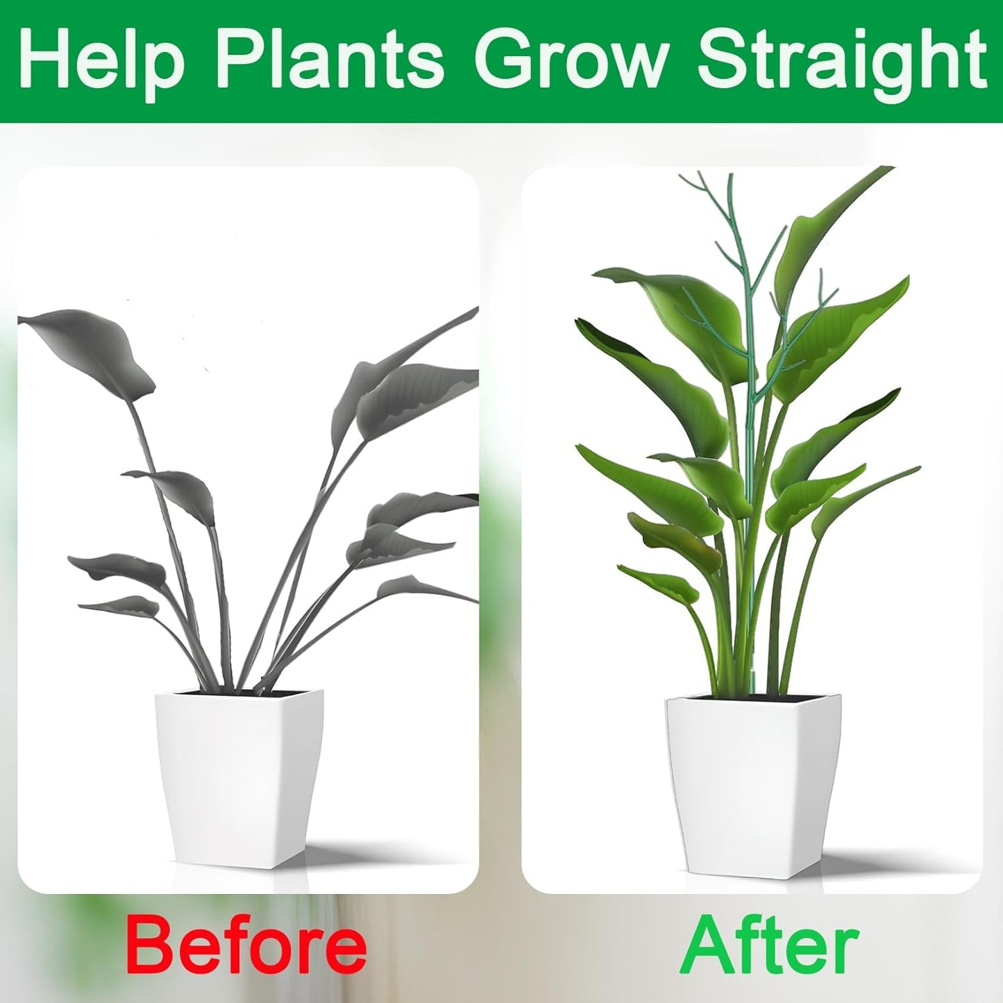 Orgrimmar 6 Pack Monstera Plant Support Stakes Adjustable Length with Green Ties for Indoor Outdoor Climbing Plants